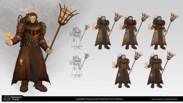 Rendered Linework Character Color Variations Concept Sheet
